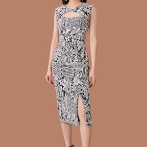NWT - Anthropologie Women’s Black and White Dress with Cut Out Detailing Sz L